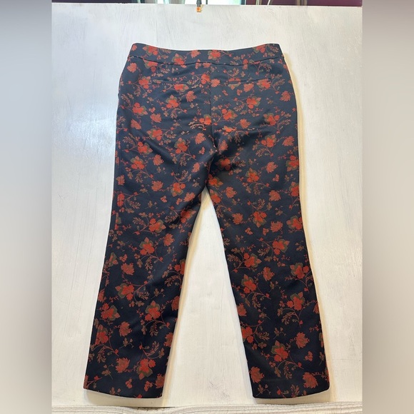LOFT Marisa Fit Floral Dress Pants Size 14 Navy & Red Tapestry Brocade - Picture 10 of 11